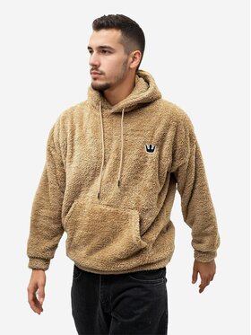 Jigga Wear Jigga Wear Bluza szeroka luźna ciepła plusz miś 129586 Beżowy Regular Fit