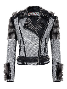 PHILIPP PLEIN PHILIPP PLEIN Kožená bunda 4447 Čierna Slim Fit
