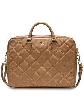 Guess Guess Torba na laptopa Quilted 4G Brązowy