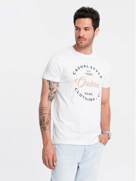 Ombre Ombre T-Shirt OM-TSPT-0144 Bílá Regular Fit