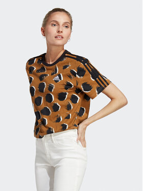 adidas adidas T-shirt Essentials 3-Stripes Single Jersey Crop Top IC0762 Marron Loose Fit