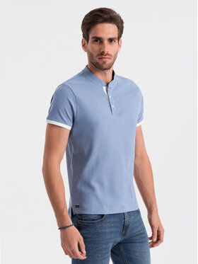 Ombre Ombre T-Shirt OM-TSCT-0156 Modrá Regular Fit