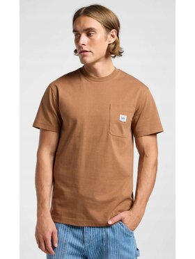 Lee Lee T-Shirt WW Pocket Tee Brązowy Relaxed Fit