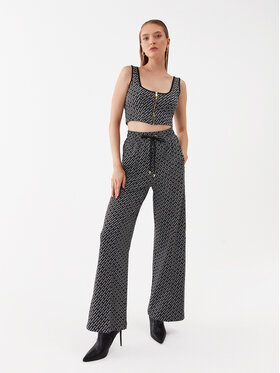 Pinko Hlače Patch 101657 A131 Crna Relaxed Fit