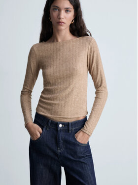 Mango Mango Bluzka Pointe 87010433 Beżowy Slim Fit