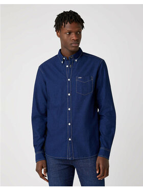 Wrangler Wrangler Koszula LS 1PKT BUTTON DOWN Niebieski Regular Fit