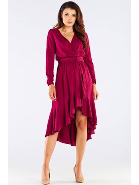 Awama Awama Letné šaty A456 Bordová Basic Fit