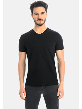 Teyli Teyli T-Shirt męski bawełniany Dany Czarny Classic Fit