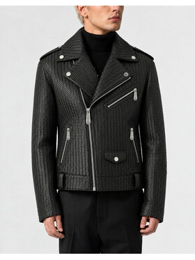 PHILIPP PLEIN PHILIPP PLEIN Kurtka skórzana 31049 Czarny Slim Fit