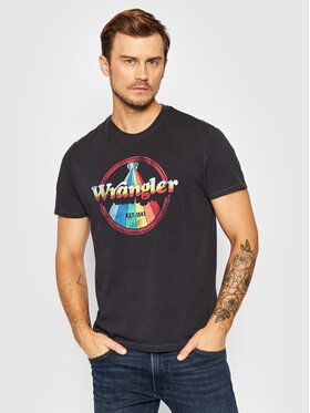 Wrangler Wrangler T-Shirt Rainbow W7J9D3100 Czarny Regular Fit