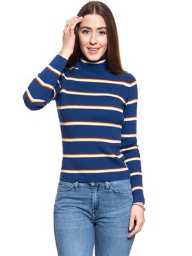 Wrangler Wrangler Sweter TURTLE NECK Kolorowy Slim Fit