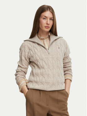 Tommy Hilfiger Tommy Hilfiger Sweter WW0WW46425 Beżowy Regular Fit