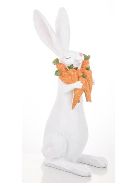 MIAhome MIAhome Figurka króliczek z marchewkami 43x15x24 cm Biały