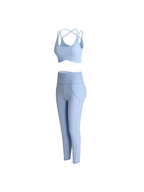 Yeaz Yeaz Komplet top i legginsy CLASSY Niebieski Slim Fit