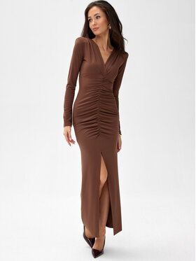 Roco Fashion Roco Fashion Večerní šaty Eloria Hnědá Slim Fit