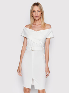 Rinascimento Rinascimento Sukienka koktajlowa CFC0109436003 Biały Slim Fit