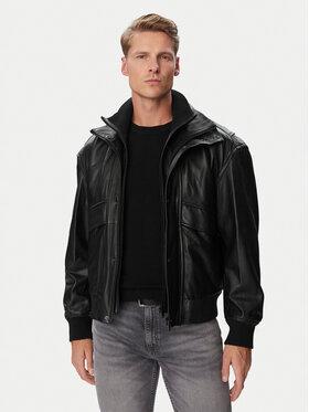 BOSS BOSS Шкіряна куртка 50566593 Чорний Regular Fit
