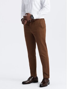 Ombre Ombre Chinosy OM-PACP-0190 Brązowy Regular Fit