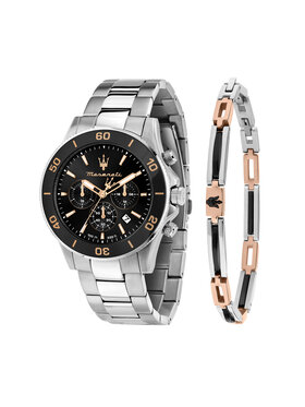 Maserati Maserati Set sata i narukvice Competizione Diver Chronograph Gift SET R8873600001 Srebrna