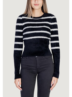 ONLY ONLY Maglione Onlpiumo Ls Puff Stripe O-Neck Cc Knt Nero Regular Fit