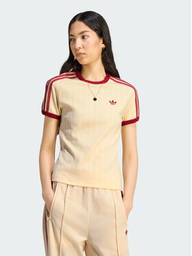 adidas adidas T-Shirt PINSTRIPE SHORT SLEEVE SLIM TEE Żółty jasny Slim Fit