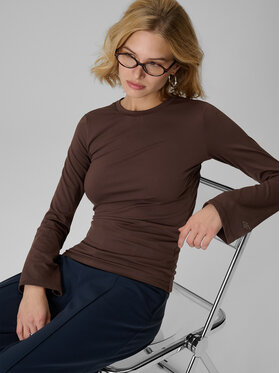 4F 4F Bluzka SPORT OFFICE Brązowy ciemny Slim Fit