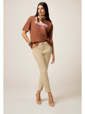 Oltre Oltre Pantaloni di tessuto P723R008638N022 Écru Skin Fit