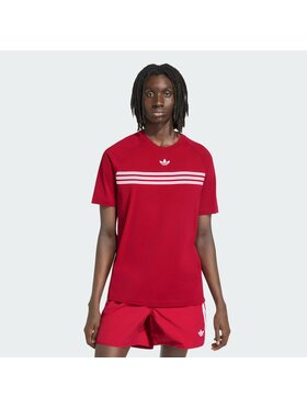 adidas adidas T-Shirt CHEST STRIPES Czerwony Regular Fit