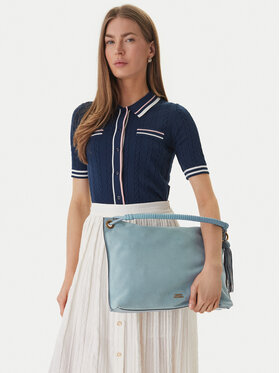 Tommy Hilfiger Tommy Hilfiger Torebka Th Statement Leather Bag Suede AW0AW18402 Błękitny