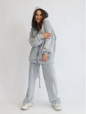 MissDenim MissDenim Komplet dresowy Double Belt Tracksuit Set Szary Oversize