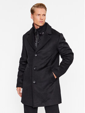 Guess Guess Vlnený kabát M3BL35 WFPB0 Čierna Regular Fit