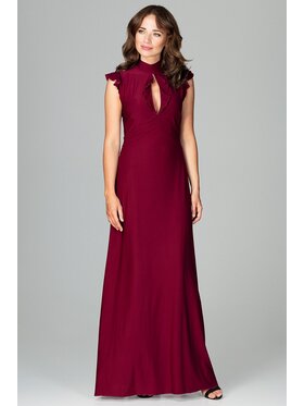 Lenitif Lenitif Sukienka K486 Bordowy Regular Fit