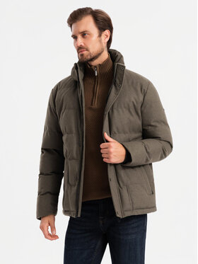 Ombre Ombre Kurtka puchowa OM-JAHP-0203 Khaki Regular Fit
