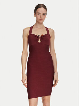 Guess Guess Коктейлна рокля W6YK57 Z1044 Бордо Slim Fit