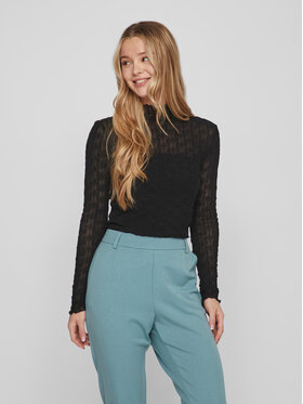 Vila Vila Bluzka 14088387 Czarny Slim Fit