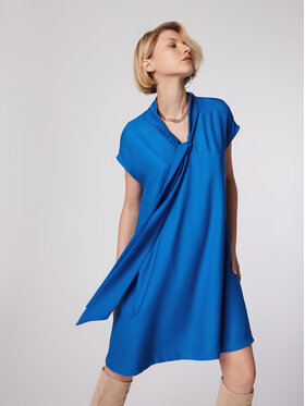 Simple Simple Robe de cocktail SUD509-03 Bleu Relaxed Fit