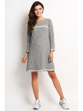 Awama Awama Sukienka dzianinowa A120 Szary Basic Fit