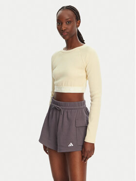 adidas adidas Bluse Ribbed JD0013 Beige Slim Fit