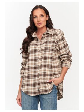 Makadamia Makadamia Koszula C75 Brązowy Loose Fit