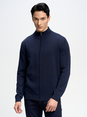 BIG STAR BIG STAR Sweter MANO_403_160 Granatowy Basic Fit