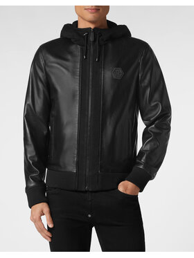 PHILIPP PLEIN PHILIPP PLEIN Kurtka skórzana 3017 Czarny Regular Fit