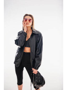 Mimika Mimika Kurtka skórzana Rumor bomber n^3 wersja oversize Czarny Oversize