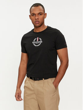Tommy Hilfiger Tommy Hilfiger T-krekls Global Stripe MW0MW34388 Melns Regular Fit