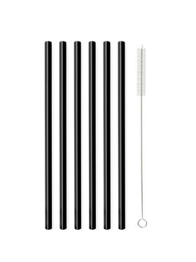 Vialli Design Vialli Design Słomki SŁOMKI SZKLANE 6-SZT.PROSTE CZARNE 20CM 6599 Czarny