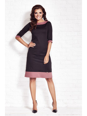 Awama Awama Sukienka dzianinowa A077 Czarny Basic Fit