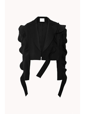 Epuzer Epuzer Marynarka Ruffled wool Czarny Standard Fit