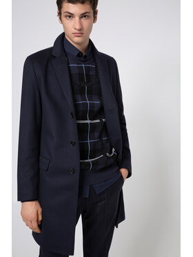 HUGO Hugo Gyapjú kabát Migor2041 50438437 Sötétkék Slim Fit