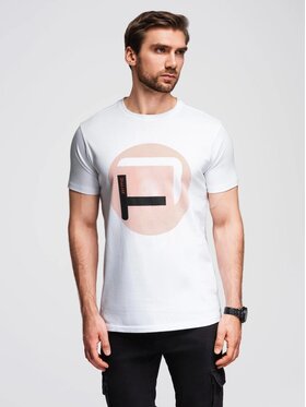 Ombre Ombre T-Shirt OM-TSPT-0245 Biały Regular Fit
