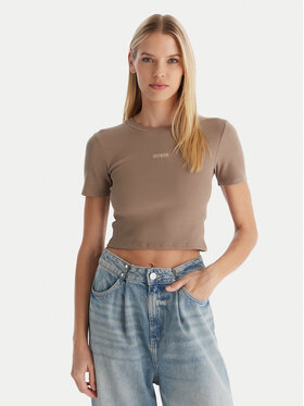 Guess Guess Tričko V5YP08 K8RT2 Kaki Slim Fit