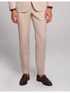 Borgio Borgio Spodnie garniturowe lido_02_bz Beżowy Slim Fit